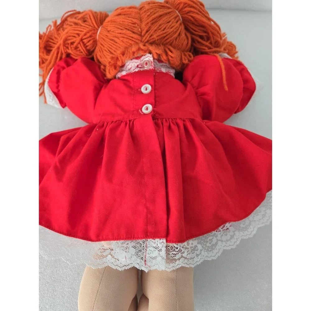 Vintage 1980s Cabbage Patch Kids Red Yarn Hair Doll Blue Eyes Red Dress Outfit